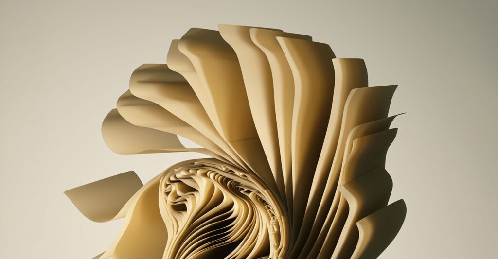 Abstract golden spiral sculpture, visualising structured payment approval flows at Solance